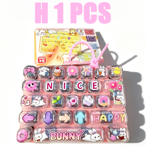 Bandai | 2026Funny 26Grid Keyboard Keycap Clicker Keychain Fidget Push Squeeze Stress Anxiety Relief Decompression Sensory Bag Charm Gift