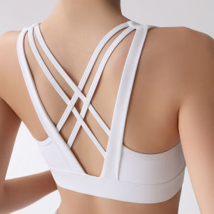 เสื้อชั้นในกีฬาแบบมีโครงสำหรับผู้หญิง ชุดโยคะ วิ่ง ฟิตเนส ป้องกันการสั่นสะเทือน ดีไซน์หลังสวย เสื้อกั๊กโยคะแบบหนา ทรงเอ