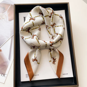 New Fashion 70X70cm Horse Printed Womens Scarf Pashmina Silk Scarf Square Shawl Decorative Headband Neck Luxury Design Bandana