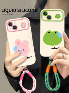 Cute Rabbit 3D Silicone Phone Case for Xiaomi 14 Cooling Protective Shell with Lanyard Female Style Creative Design Mobile Accessory