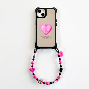 เคสโทรศัพท์แบบสะพายข้างสีชมพูรูปหัวใจรุ่นใหม่พร้อมสายสะพายกระเป๋าสะพายไหล่สำหรับ Apple iPhone 16 pro Max