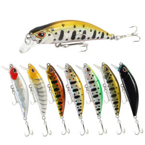 1Pcs 5g/5cm ABS Fishing Lure Laser Hard Minnow Artificial Bait with 2 Trible Hook 3D Eyes Sinking Minnow Lure