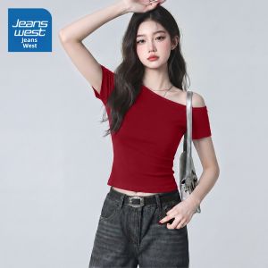Jeanswest | Áo thun nữ cổ chữ V tay ngắn màu xám dáng ôm