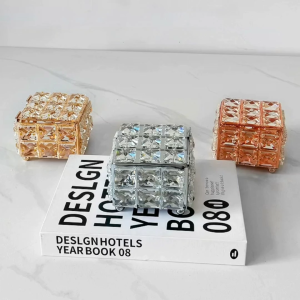 GYN Tempat Kotak Perhiasan Kristal Gold/ Crystal Jewelry Accesoris Organizer Kotak Kristal Mini Emas