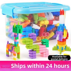 MOMIAN | Large Rocket Bullet Head Plastic Building Blocks 2-6 Years Old Educational Toy