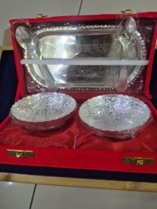 German Silver 2 Bowl And 2 Spoon And 1 Plate