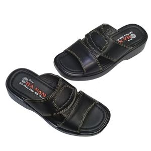 Dép Nam Quai Ngang HA NAM Da Bò Thật Đế Cao Dành Cho Người Thấp DNA2229