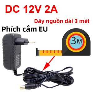 Cáp Sạc Nguồn JIENUO 3 Mét Đầu Cắm EU Bộ Chuyển Đổi AC/DC 12V 2A Dùng Cho Camera An Ninh CCTV CCD 100-240V DC Tương Thích Với Đầu Cắm 2.1mm*5.5mm