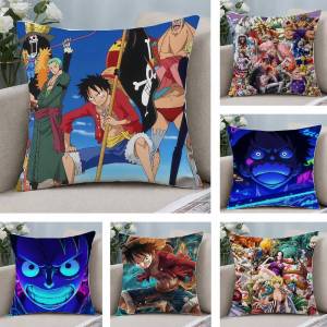 Bandai | One Piece Anime Characters Plush Pillow Cover Soft Short Plush Cushion Cover For Sofa Bedroom Home Decor Gift Decoration