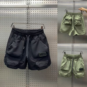 กางเกงขาสั้นทำงานฤดูร้อน 2024 กางเกงชายหาดลำลองสำหรับผู้ชาย ทรงหลวม ทรงตรง ระบายอากาศได้ดี กางเกงขายาวห้าส่วน