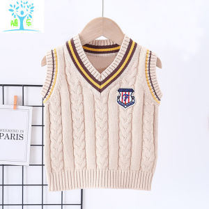 เสื้อกั๊กถักนิตติ้งหนาสำหรับเด็กผู้ชาย ฤดูใบไม้ร่วง/ฤดูหนาว เสื้อคลุมกันหนาวสำหรับเด็ก ผ้าขนแกะ 100% คุณภาพระดับ B