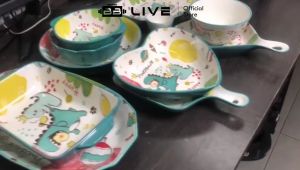 BBLIVE Set Keramik Happy Dino Unik&Lucu / Plate Ceramic Kekinian Motif Happy Dino Serbaguna Import Murah 100% Authentic