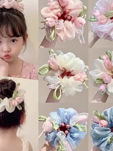 Childrens High Elasticity Bow Ribbon Ponytail Holder