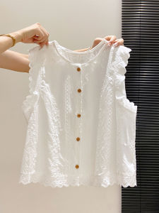 LUOSHAO | White Sleeveless Loose Fit Thin Slim Summer Shirt New