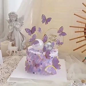 10Pcs/Set Butterfly Paper Bouquet Birthday Cake Card Decoration Wedding Party Butterfly Cake Topper