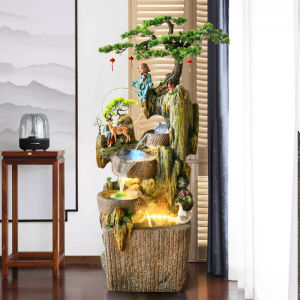 Chinesestyle Resin Waterfall Fountain Decorative Piece for Living Room Garden Balcony Landscape Standing Fountain Gift