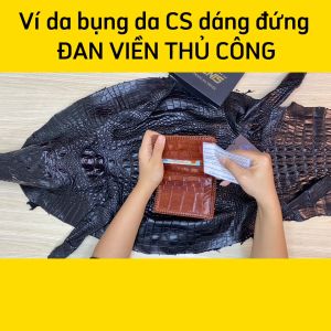 [FREE SHIP] Ví nam da cá sấu 2 mặt đan viền chắc chắn. Da bụng cá sấu mềm!