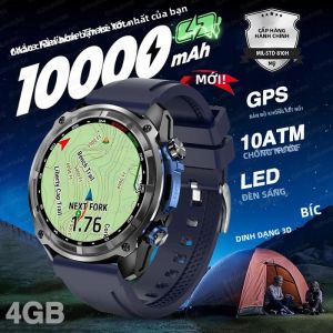 Đồng Hồ Thông Minh Nam 2025 Pin 1000mAh Bộ Nhớ 4GB GPS Bản Đồ Ngoại Tuyến Chống Nước 10ATM Nghe Nhạc Video Theo Dõi Bơi Lội & Chạy Bộ