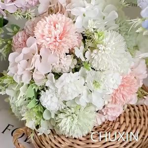 Buket Bunga Plastik 5 Heads Dandelion Hydrangea Mix Bouquet Flower Photo Props
