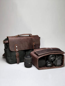 Fashion Retro Textured Mens Bag Fashion Casual Crossbody Bag DSLR Camera Bag Business Mirrorless Camera Canvas Handbag
