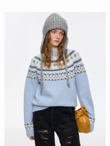 VEGA CHANG | Áo Sweater Lông Cừu Họa Tiết Fair Isle Nữ