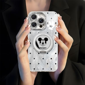 Simple Polka Dot Mickey Stand Compatible with Apple 16Promax Huawei Mate60 Creative Pura80 High-End Oppo Reno14 Crossbody Lanyard Vivos30/X200 Anti-Fall Womens Phone Case