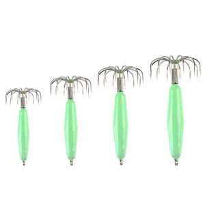 12 Claw Luminous Squid Jig Hooks Portable Glow in Dark Cuttlefish Jig Versatile Squid Lures Baits for Night Fishing