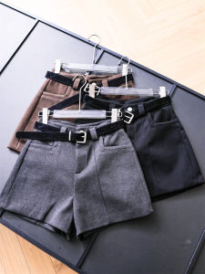 กางเกงขายาวทรงเอเอวสูงสีพื้นสำหรับผู้หญิง กางเกงขายาวทรงเอลำลอง ผ้าขนสัตว์ กางเกงขายาวทรงหลวม ช่วงเอวสูง ฤดูใบไม้ร่วง 2025