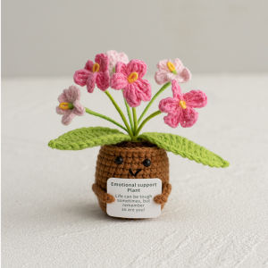 Cute Crochet Flowers Potted Hand-woven Rose Colorful Sunflower Positive Emotional Crochet Flower Potted for Home TableDecor Gift