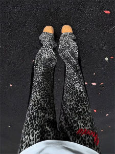 LIUBU | American Retro Leopard Embroidery Design Straight Bell Bottom Jeans