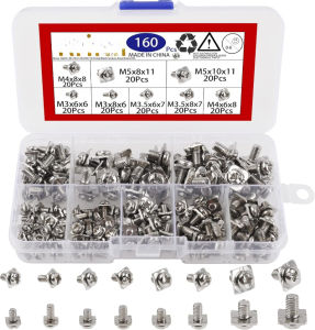 1/2 Box (160Pcs/box) M3 M3.5 M4 M5 Terminal Block Screws Assortment Kit with Square Washers Nickel Plated Carbon Steel Screws