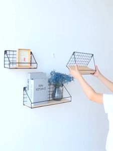 Kệ Sắt Treo Tường Đáy GỗKệ Trang Trí Nhà Cửa Decor PhòngGiá Để Đồ Treo TườngTặng Kèm Đinh Miếng Dán-NIEVE