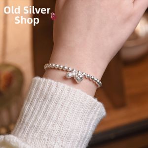 WU YUE JEWELRY | Sterling 999 Lucky Peanut Design Handcrafted Silver Bracelet