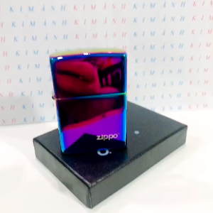 Hộp quẹt ZIPPO màu Tím Titan mộc đáy La Mã loại trơn bóng Kim Ánh nhập hàng cao cấp vỏ bằng đồng có dán tem đỏ