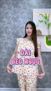 [HCM] Đồ bộ tole lanh nữ mặc nhà quần dài áo cánh tiên có bèo ngực SHOP5SAO (43-75kg)