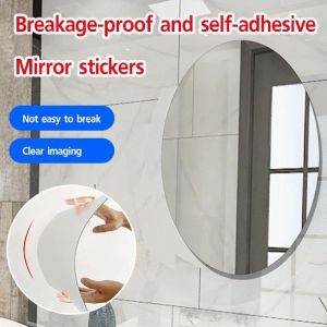 Polocat Oval Acrylic Adhesive Mirror HD Glass Soft Mirror Sticker Wall Sticker