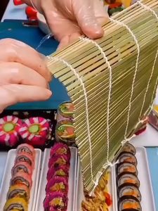 เสื่อม้วนซูชิ ไม้ไผ่หนาแบบแบน ไม้ไผ่ห่อซูชิ ห่อข้าวปั้น สไตล์ญี่ปุ่น