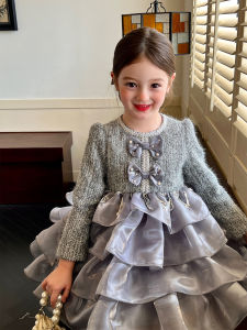 Váy Công Chúa Thời Trang Cho Bé Gái Váy Công Chúa Bằng Vải Cotton Pha Trộn Dài Tay Cạp Cao Mùa Thu Cho Bé Gái