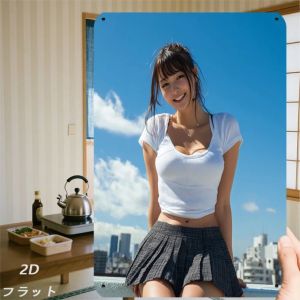 Japanese Style Vibrant Girl Metal Wall Art - Iron Sign for Home Decor