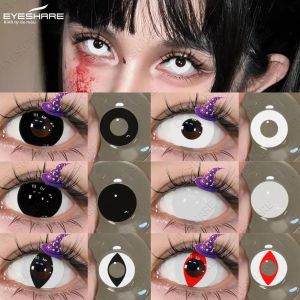 EYESHARE 1 Cosplay Màu Kính Áp Tròng Anime Học Sinh Trắng Đỏ Mắt Tròng Kính Halloween Hàng Năm Dùng Một Lần Hema Đen Tròng Kính