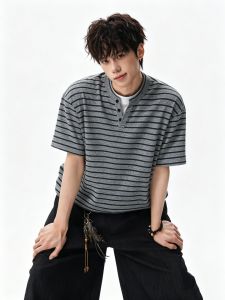 OULUDE | Striped Layer-look Short Sleeve T-shirt