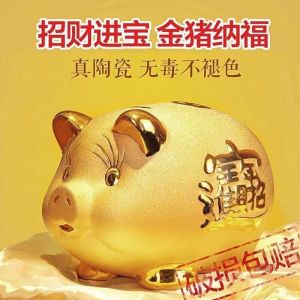 Gold Pig Ceramic Money Box save And Retrieve Home Use Large Size Creative Storage Vessel for Adults And Children