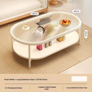 ZHUOHE | Living Room Small Apartment Cream Luxurious Simple Double Layer Coffee Table