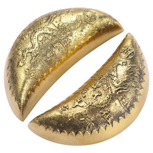 DINGFENGGE | Divination Cup Brass Moon-shaped Double Dragon Design