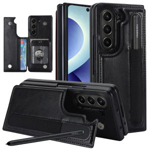 szhaiyu | Premium Smooth Leather Wallet Phone Case For Samsung Galaxy Z Fold 4 5 6 7 8 Ultra Pen Slot Flip Kickstand Shockproof Cover
