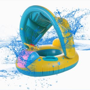 Swimming pool for kid home indoor outdoor baby pool square Sun Shade Summer Kids Pool Beach Boat Floaters Swim Ring Inflatable Baby Pool Float Swimming Ring Swim Seat Baby Seat Boat with Sunshade Safety Water Toy Yacht Boat Sport