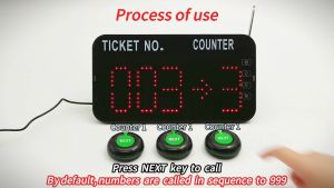 Queue Wireless Calling System for Restaurant Hospital Kitchen Call Pager Long range waiting number for Multiple Counters 1 Host 4 Buttons