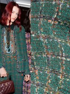 ผ้าขนสัตว์ทอแบบฝรั่งเศสสไตล์ Granny Green ผ้าขนสัตว์ทอแบบหนาสำหรับฤดูใบไม้ร่วงและฤดูหนาว DIY ผ้าฝ้ายโพลีเอสเตอร์