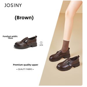 Josiny | Spring New Ladies Loafers Black Oxford Thick Soles Slip Ons