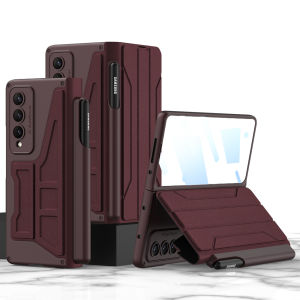 Card Slot Flip Wallet Leather Case For Samsung Galaxy Z Fold 5 4 3 Case With Removable S Pen Slot Holder Cover for Z Fold4 Fold5